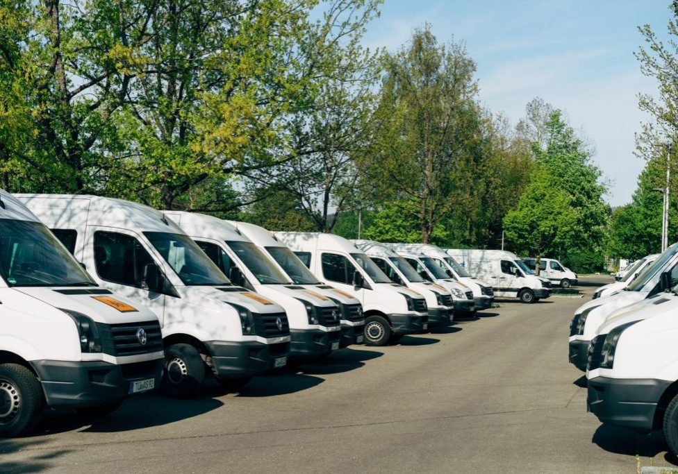 Fleet of vehicles with trackers